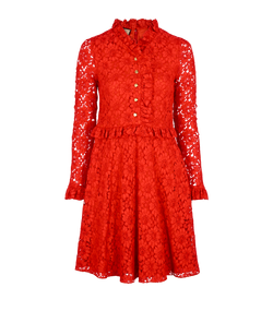 Gucci Lace Flower Dress, Viscose, Red, UK8, 3*