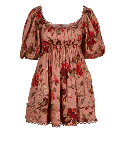 Zimmermann Floral Mini Dress, £220, Clothing, Pink, Linen, Front view