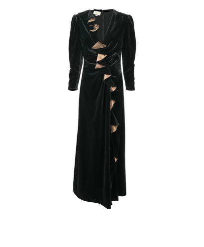 Gucci Salon Ruffle Maxi Dress, £420, Clothing, Black, Silk/Viscose, Front view