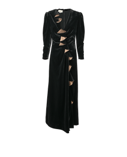 Gucci Salon Ruffle Maxi Dress, Viscose/Silk, Black, UK8, 3*