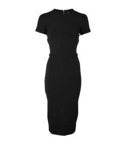 Victoria Beckham Short Sleeves Zip-Up Dress, Viscose, Black, UK 6, 2*