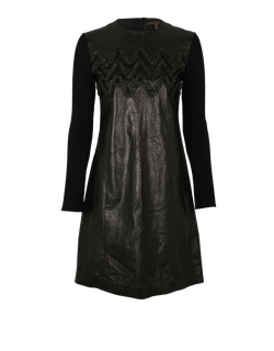 Louis Vuitton Zigzag Ruffle Dress, Lambskin, Black, UK 8, 2*