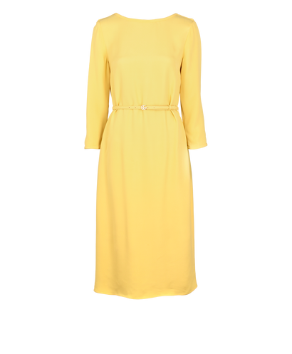 Gucci Belted Cady Dress, £450, Clothing, Yellow, Silk/Viscose, Front view