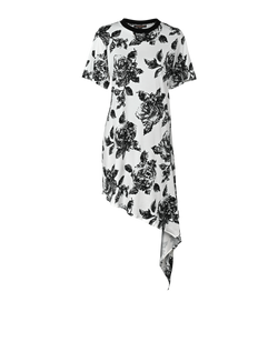 Louis Vuitton Asymmetric Knotted Shirt Dress, Cotton, White/Blk, Sz M, 3*