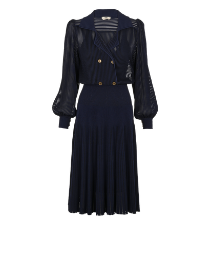 Fendi Long Sleeves Knitted Dress, £490, Clothing, Blue, Viscose, Front view