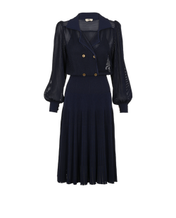 Fendi Long Sleeves Knitted Dress, Viscose, Blue, Uk8, 3*
