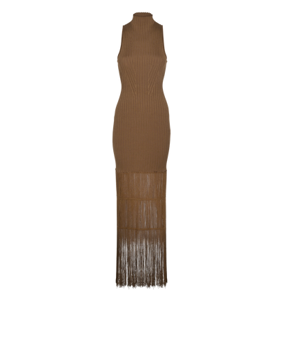 Khaite Fringes Knit Dress, £620, Clothing, Khaki, Viscose, Front view