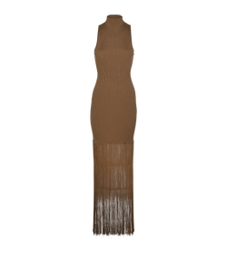 Khaite Fringes Knit Dress, Viscose, Khaki, Sz S, 4*