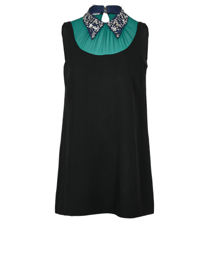 Miu Miu Sleeveless Dress, £180, Clothing, Black/Green, Viscose, Front view