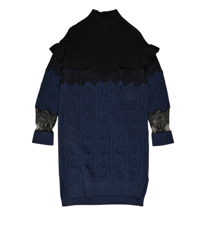 Fendi Lace Detail Dress, £450, Clothing, Black/Blue, Cashmere/Wool, Front view