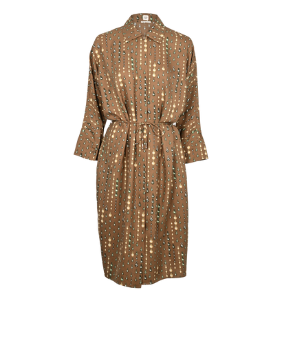 Hermes Belted Dress, £495, Clothing, Brown, Silk, Front view