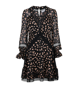 Self-Portrait Floral Mini Dress, Poly, Black/Pink, UK12, 3*