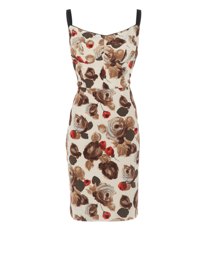 Dolce & Gabbana Floral Sleeveless Dress, £250, Clothing, Beige/Black, Polyester (Polymer)/Silk, Front view