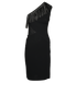 Balmain Fringed One Shoulder Mini Dress, £275, Clothing, Black, Viscose, Front view
