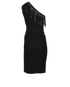 Balmain Fringed One Shoulder Mini Dress, £275, Clothing, Black, Viscose, Back view