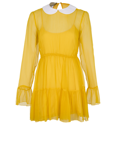 Gucci Chiffon Creponne Dress, £295, Clothing, Yellow, Silk, Front view