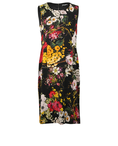 Dolce & Gabbana Floral Sleeveless Dress, £250, Clothing, Black, Silk, Front view