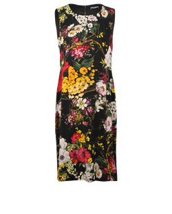 Dolce & Gabbana Floral Sleeveless Dress, Silk, Black, UK 16, 2*