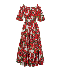 Dolce & Gabbana Poppy Dress, Cotton, Red/White, UK12, 2*