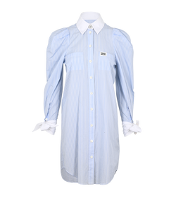 Burberry Striped Shirt Dress, Cotton, Blue/White, UK2, 3*