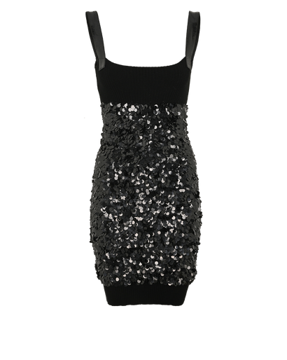 Dolce & Gabbana Sequin Mini Dress, £310, Clothing, Black, Polyester (Polymer)/Sequins, Front view