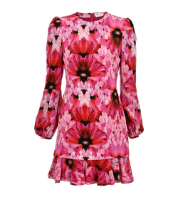 Alexander McQueen 2020 Floral Print Dress, Silk, Fuchsia, UK 8, 3*