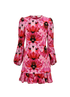 Alexander McQueen 2020 Floral Print Dress, £295, Clothing, Pink, Silk, Front view