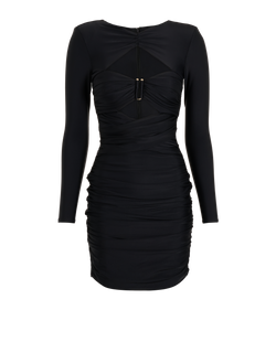 Self-Portrait Ruched Long-Sleeved Dress, Polyamide, Black, UK4, 3*