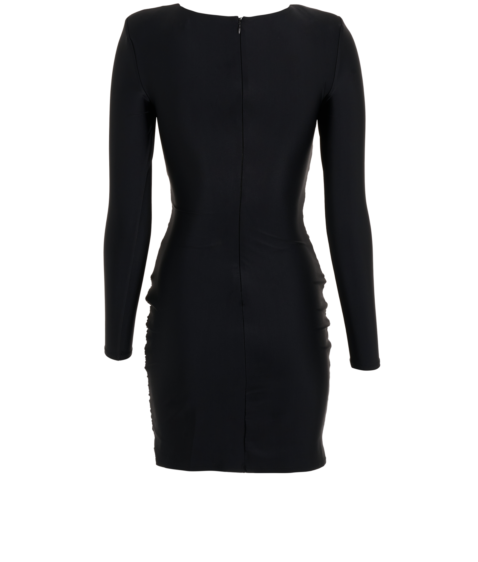 Self-Portrait Ruched Long-Sleeved Dress, &pound;80, Clothing, Black, Polyester (Polymer), Back view