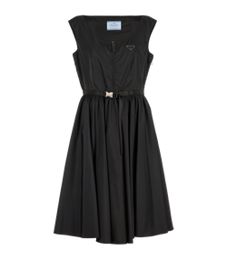 Prada Logo Belted Dress, Nylon, Blk, UK14, 3*