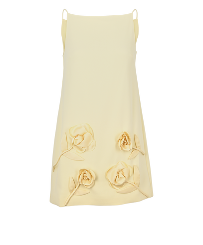Self-Portrait Floral Applique' Mini Dress, £180, Clothing, Yellow, Polyester (Polymer), Front view