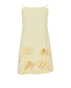 Self-Portrait Floral Applique' Mini Dress, Polyester, Yellow, UK8, 2*