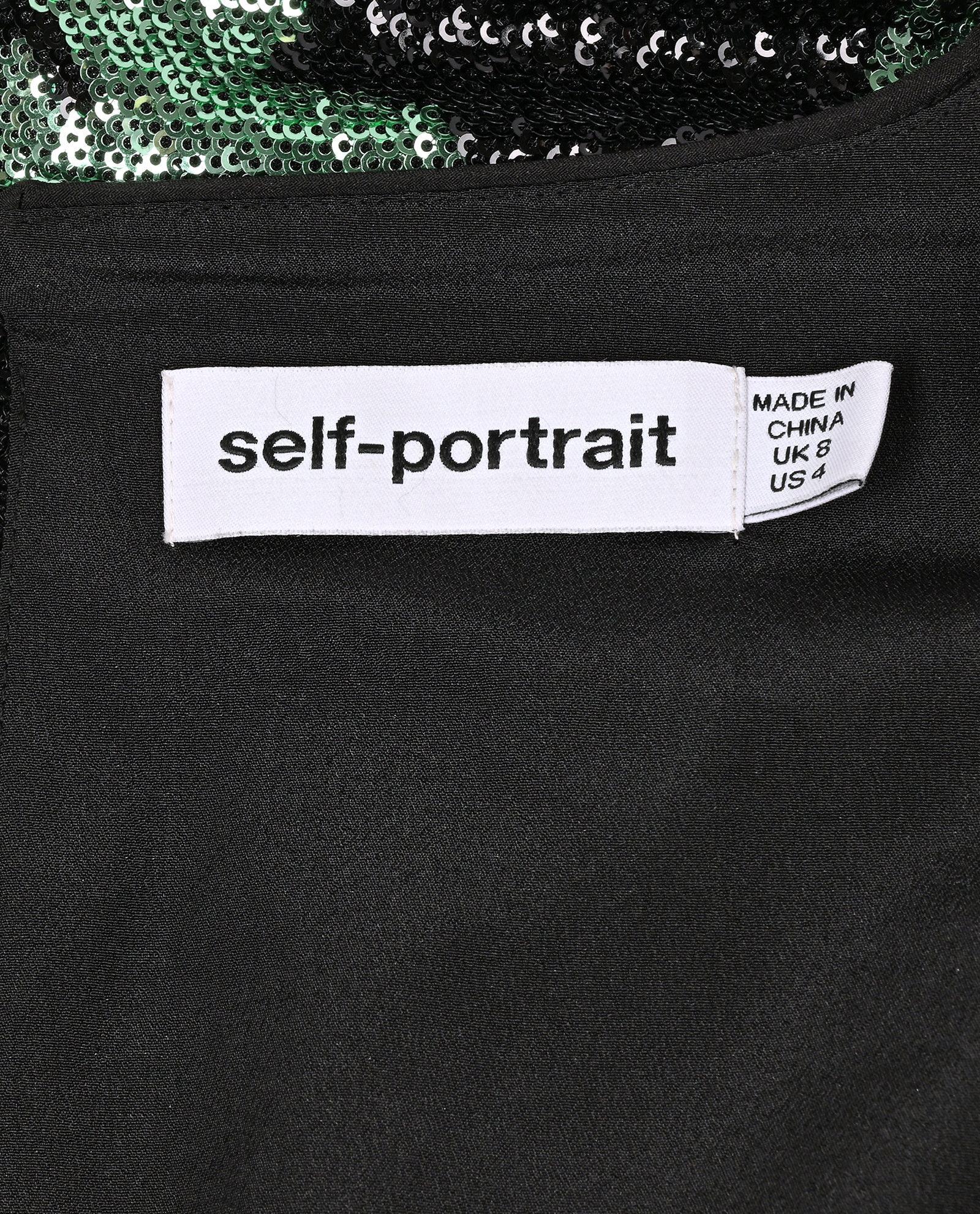 Self-Portrait Leaf Pattern Mini Dress, &pound;110, Clothing, Black/Green, Polyester (Polymer), Other view