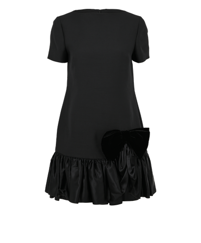 Valentino Crepe Couture Ruffled Mini Dress, £750, Clothing, Black, Silk/Wool, Front view