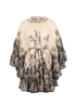 Zimmermann Rhiannon Lantern Mini Dress, &pound;375, Clothing, Black/Cream, Silk, Front view