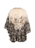 Zimmermann Rhiannon Lantern Mini Dress, &pound;375, Clothing, Black/Cream, Silk, Back view