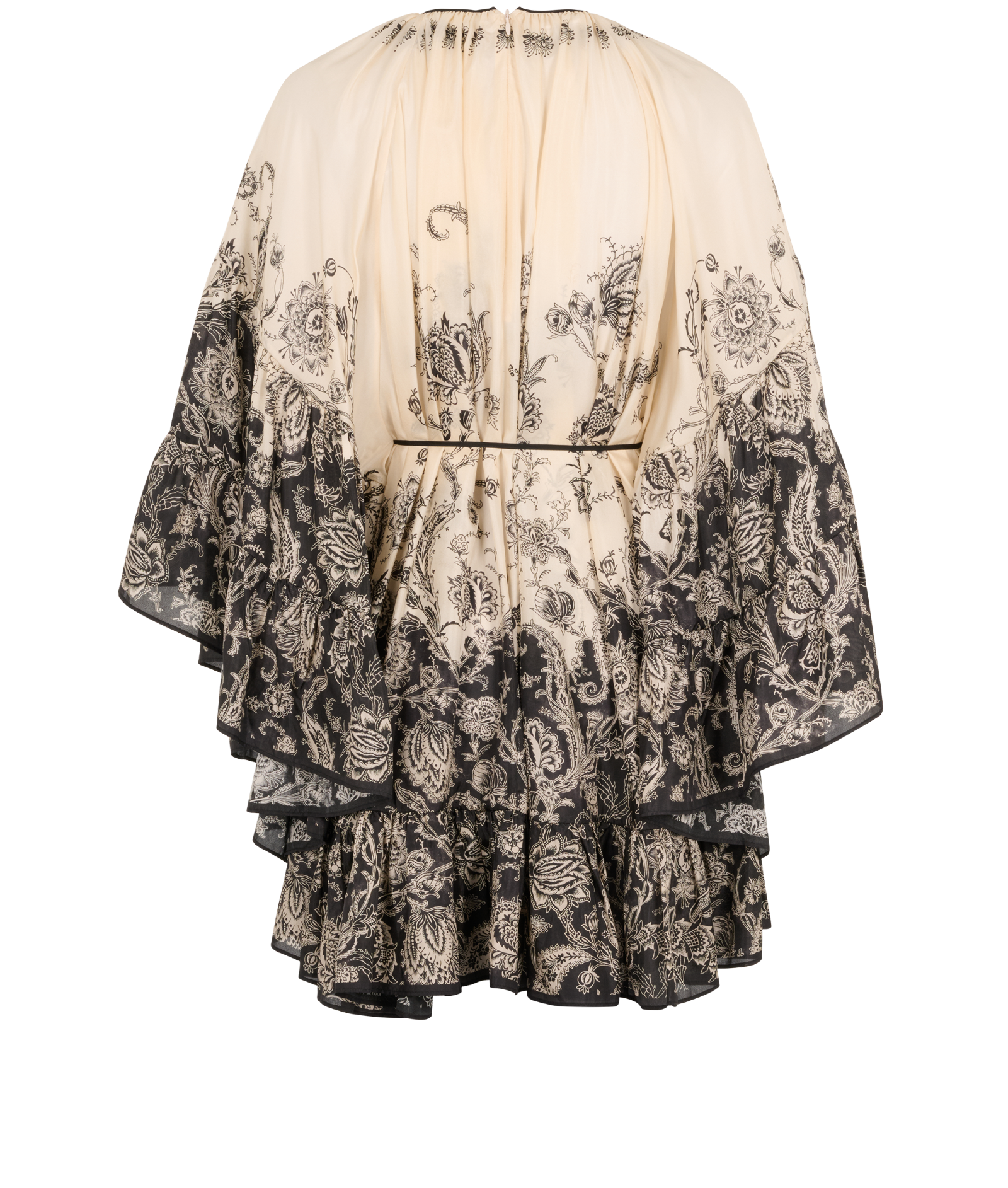 Zimmermann Rhiannon Lantern Mini Dress, &pound;375, Clothing, Black/Cream, Silk, Back view