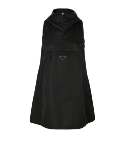 Prada Logo Mini Hooded Dress, Re-Nylon, Black, UK8, RCT, 2*