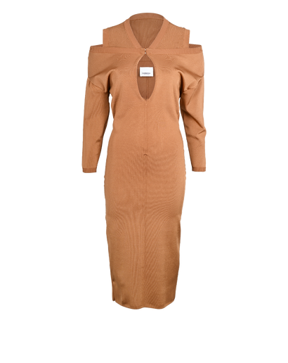 Burberry Cut Out Midi Dress, &pound;175, Clothing, Beige, Viscose, Front view