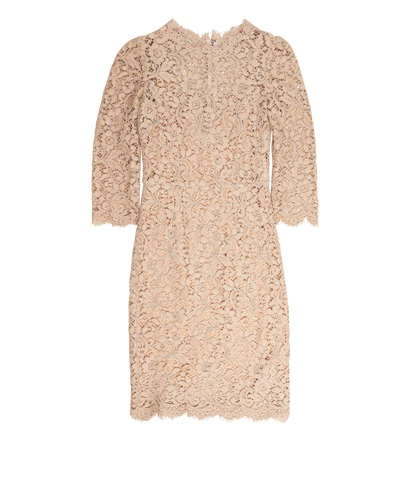 Dolce & Gabbana Lace Midi Dress, &pound;195, Clothing, Beige, Cotton, Front view
