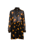 Ganni Flower Print Dress, &pound;50, Clothing, Black/Orange, Viscose, Front view