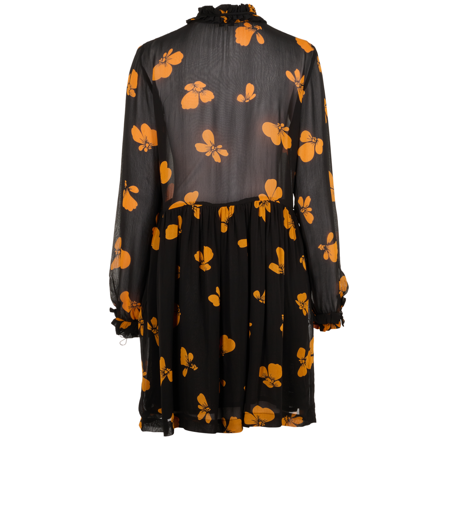 Ganni Flower Print Dress, &pound;50, Clothing, Black/Orange, Viscose, Back view