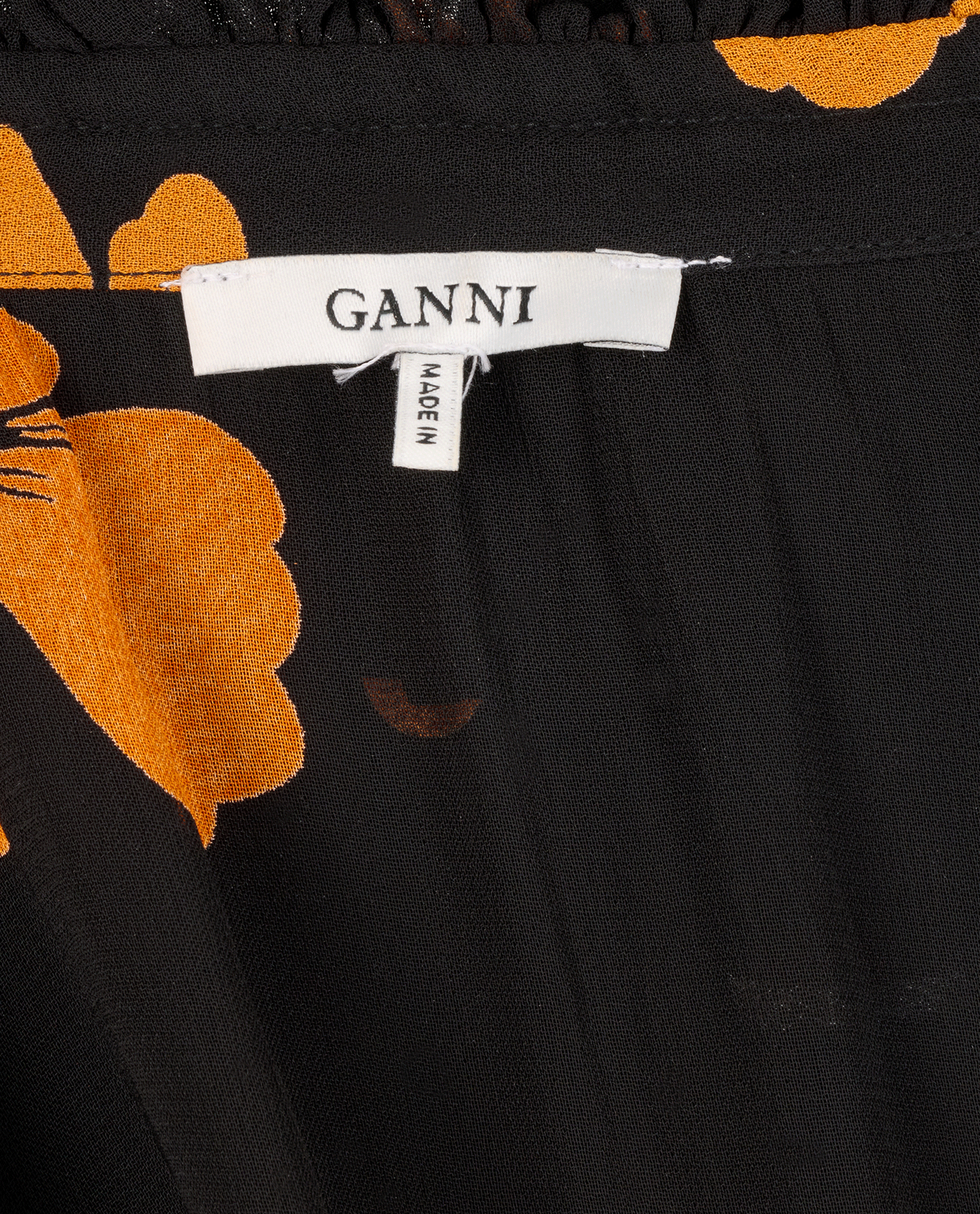 Ganni Flower Print Dress, &pound;50, Clothing, Black/Orange, Viscose, Other view