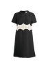 Valentino Garavani Rockstud Scallop Dress, &pound;295, Clothing, Black/White, Silk/Wool, Front view