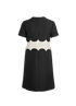 Valentino Garavani Rockstud Scallop Dress, &pound;295, Clothing, Black/White, Silk/Wool, Back view