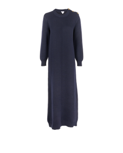 Bottega Veneta Ribbed Long Sleeves Dress, Wool, Navy, Sz M, 3*