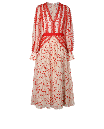 Self-Portrait Crescent Printed Maxi Dress, &pound;150, Clothing, Red, Polyester Mix, Front view