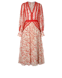 Self-Portrait Crescent Printed Maxi Dress, Polyester, Red, Uk8, 3*