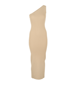 Toteme One Shoulder Ribbed Dress, Viscose, Beige, Sz S, 3*