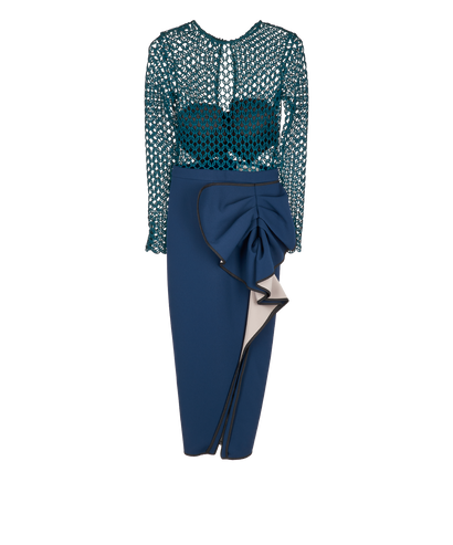 Self - Portrait Lace Detail Dress, &pound;110, Clothing, Blue/Green, Polyester Mix, Front view